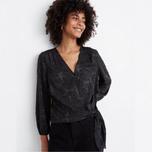 Madewell size L black jacquard long sleeve blouse